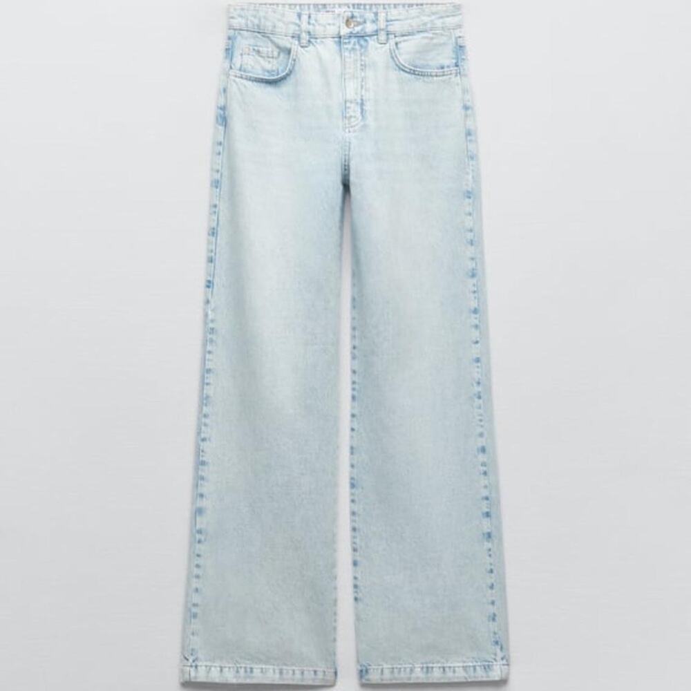 Zara Women's Light Blue  Palazzo Fit Flare Jeans